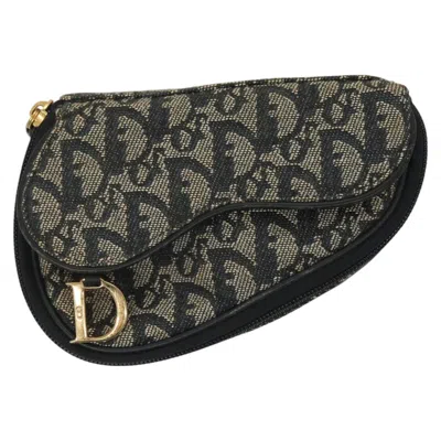 Pre-owned Dior Saddle Navy Canvas Clutch Bag () In Blue