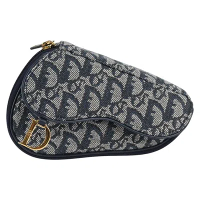 Pre-owned Dior Saddle Navy Canvas Clutch Bag () In Blue