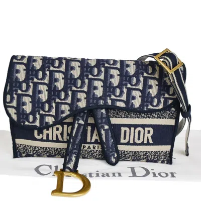 Dior Saddle Navy Canvas Shoulder Bag ()