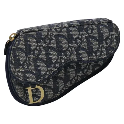 Pre-owned Dior Saddle Navy Canvas Wallet  ()