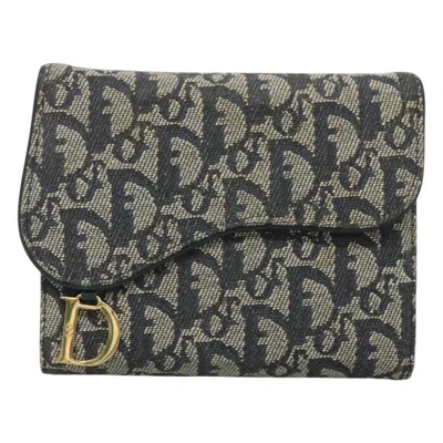 Pre-owned Dior Saddle Navy Canvas Wallet  () In Blue