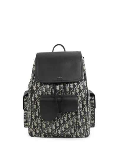 Pre-owned Dior Saddle Oblique Backpack In Blue