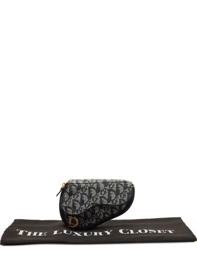 Pre-owned Dior Saddle Oblique Clutch Bag In Blue