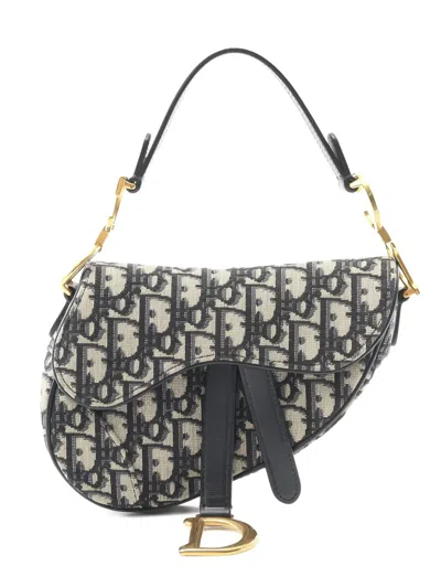 Pre-owned Dior Saddle Oblique Handbag In Neutral