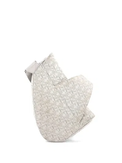 Pre-owned Dior Saddle Oblique Jacquard Crossbody Bag In Neutral