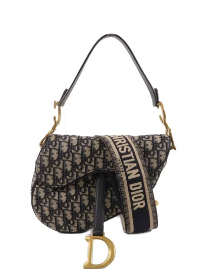 Pre-owned Dior Saddle Oblique Shoulder Bag In Blue