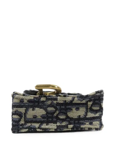 Pre-owned Dior Saddle Oblique Shoulder Bag In Blue