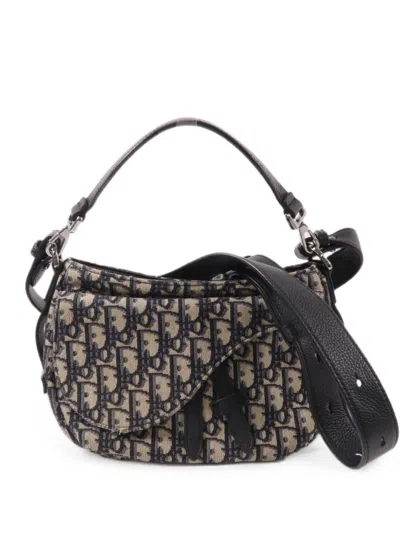 Pre-owned Dior Saddle Oblique Shoulder Bag In Neutrals