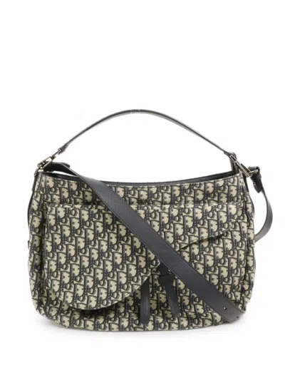 Pre-owned Dior Saddle Oblique Tote Bag In Blue