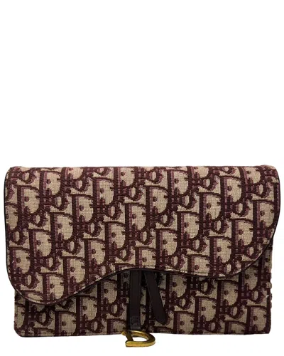 Dior Saddle Oblique Wallet On Chain (authentic Pre-loved) In Brown