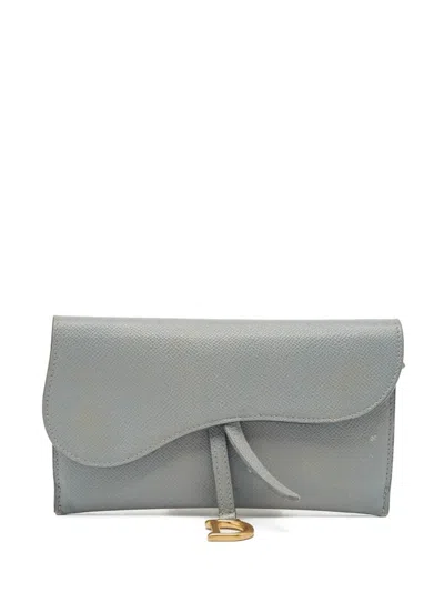 Pre-owned Dior Saddle Pouch Clutch Bag In Gray