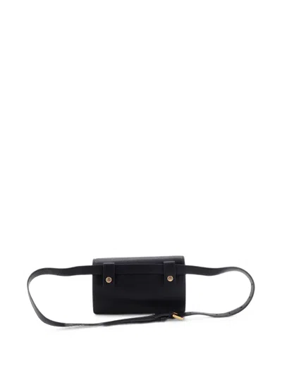 Pre-owned Dior Saddle Rectangular Leather Belt Bag In Black