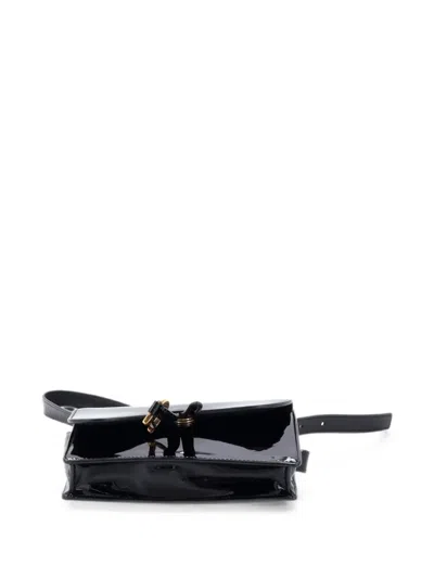 Pre-owned Dior Saddle Rectangular Patent Belt Bag In Black