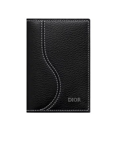 Dior Saddle-shaped Double Fold Card Bag In Black