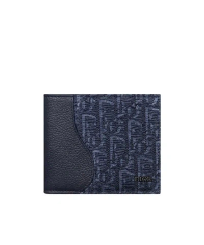 Dior Saddle Shaped Double Folding Wallet In Black