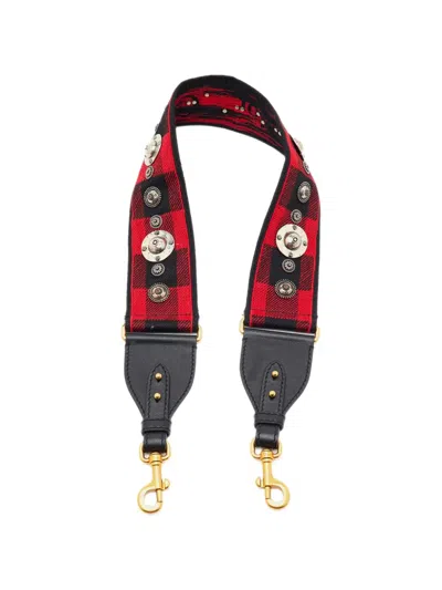 Pre-owned Dior Saddle Studded Shoulder Bag Strap In Red