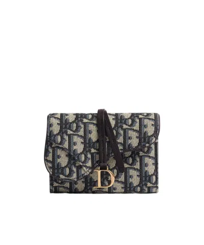 Dior Saddle Sunflower Wallet In Black