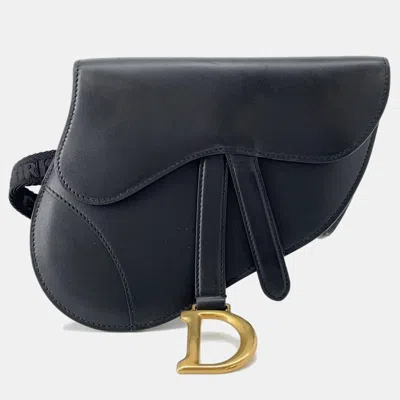 Pre-owned Dior Saddle Waist Bag Black Leather