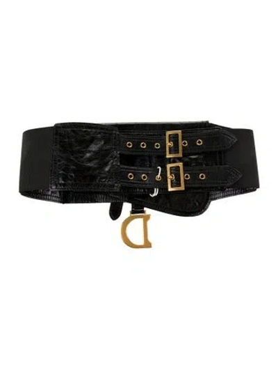 Pre-owned Dior Saddle Wide Waist Belt In Black