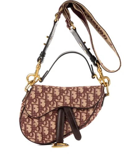 Pre-owned Dior Sadle Monogram Shoulder Bag In Brown