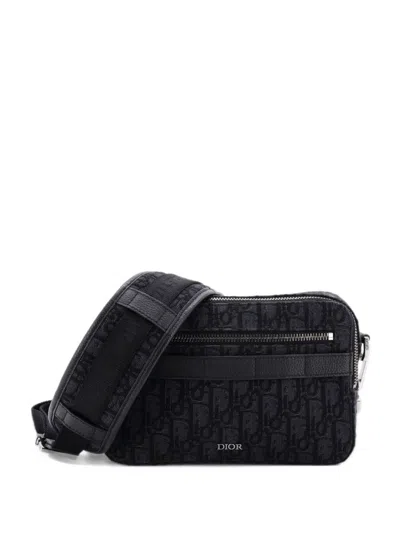 Pre-owned Dior Safari Messenger Bag Oblique Canvas Crossbody Bag In Black