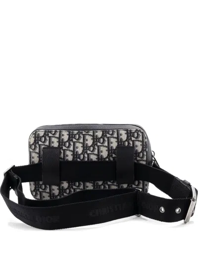 Pre-owned Dior Safari Oblique Canvas Belt Bag In Blue