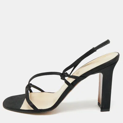 Pre-owned Dior Safari Size 38 Black Satin Slingback Sandals