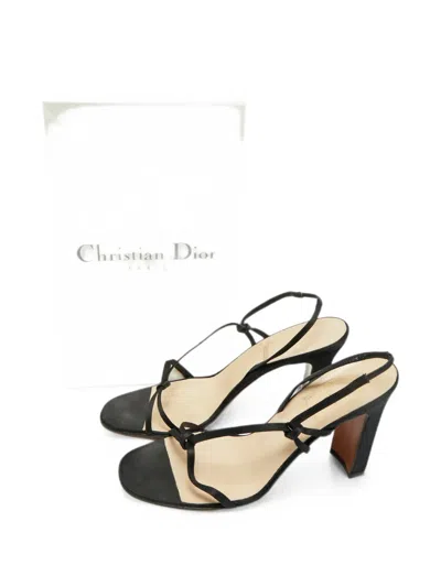 Pre-owned Dior Safari Slingback Sandals In Black