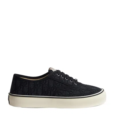 Dior Low Top Sneakers Round Toe Rubber Sole In Black
