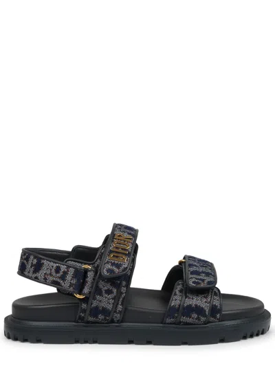 Dior Open Toe Sandals Textured Fabric In Black
