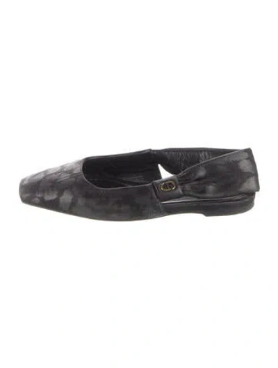 Pre-owned Dior Satin Animal Print Flats In Black