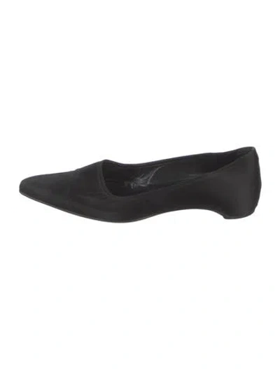 Pre-owned Dior Satin Bow Accents Flats In Black