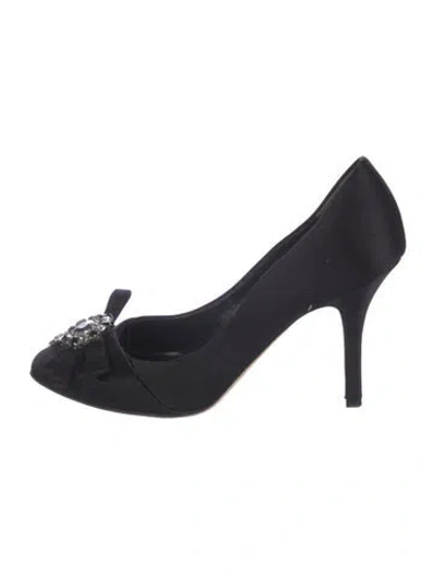 Pre-owned Dior Satin Bow Accents Pumps In Black