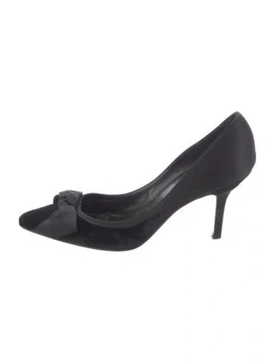 Pre-owned Dior Satin Bow Accents Pumps In Black
