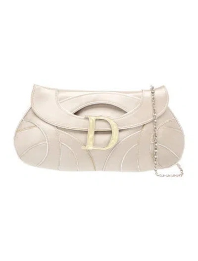 Pre-owned Dior Satin Clutch Vintage In Neutrals
