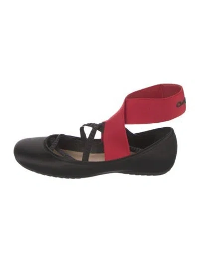 Pre-owned Dior Satin Colorblock Pattern Ballet Flats In Red
