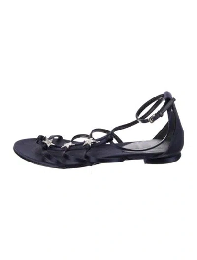 Pre-owned Dior Satin Crystal Embellishments Gladiator Sandals In Blue
