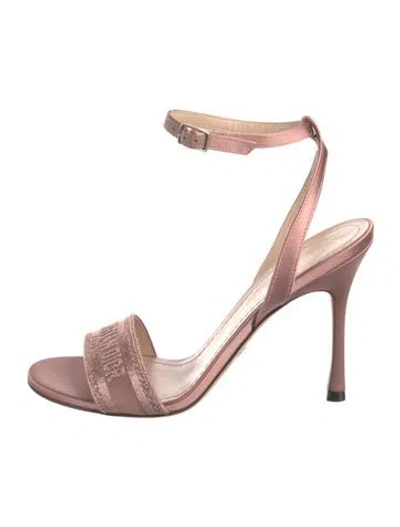 Pre-owned Dior Satin Crystal Embellishments Slingback Sandals In Neutral