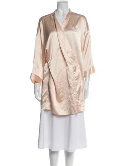 Pre-owned Dior Satin Embroidered Accent Robe In Multi
