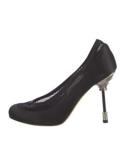 Pre-owned Dior Satin Mesh Accents Pumps In Black