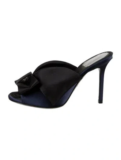 Pre-owned Dior Satin Mules In Black/white