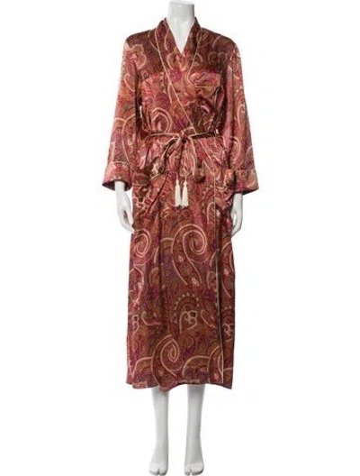 Pre-owned Dior Satin Paisley Print Robe In Gold