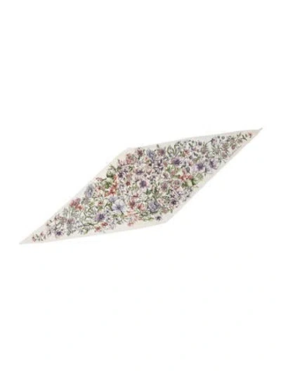Pre-owned Dior Satin Printed Scarf In White