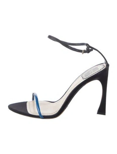 Pre-owned Dior Satin Sandals In Blue