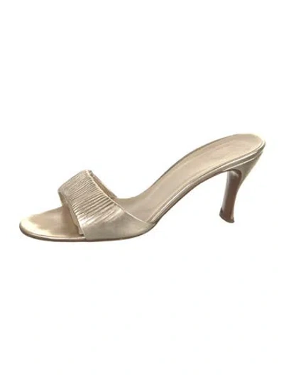 Pre-owned Dior Satin Sandals In Neutrals