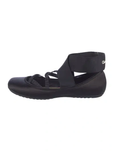 Pre-owned Dior Satin Slingback Flats In Blue