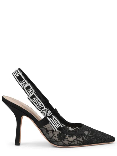 Dior Cotton And Lambskin Logo Flats For Women In Black