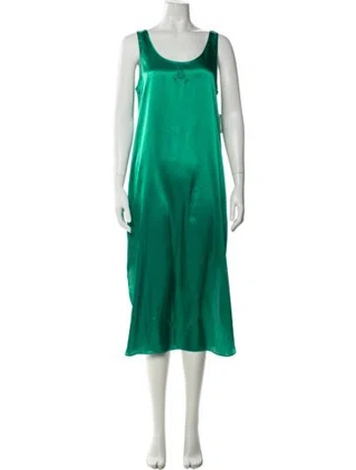Pre-owned Dior Scoop Neck Long Dress In Green