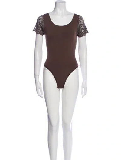 Pre-owned Dior Scoop Neck Short Sleeve Bodysuit In Brown