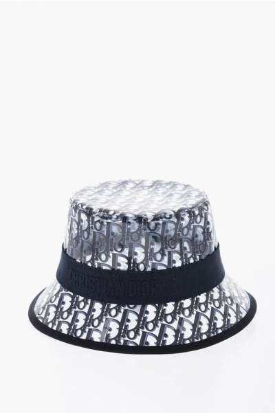 Dior See-through Pvc French Oblique Bucket Hat With All-over Logo In Black